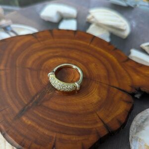 LAGOS Sterling silver 18k gold diamond pave band ring 6